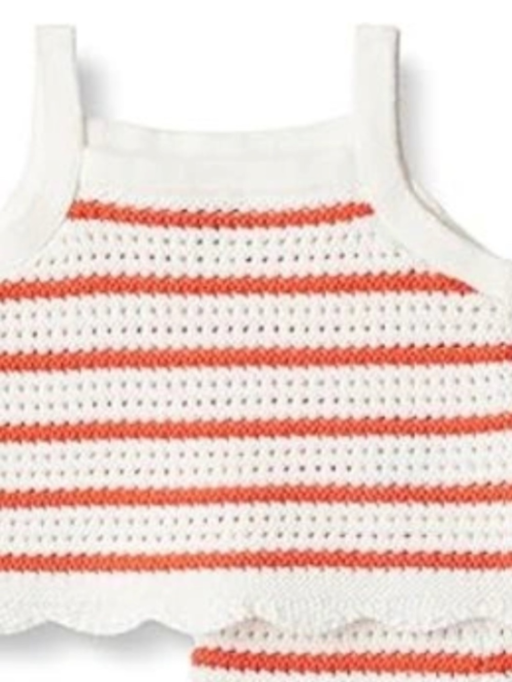 100% Cotton Amazon Essentials x Sofia Grainge Orange White Knit Top | 7-8 Years